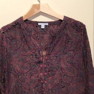 James Perse Sheer Long Sleeve Paisley Dress